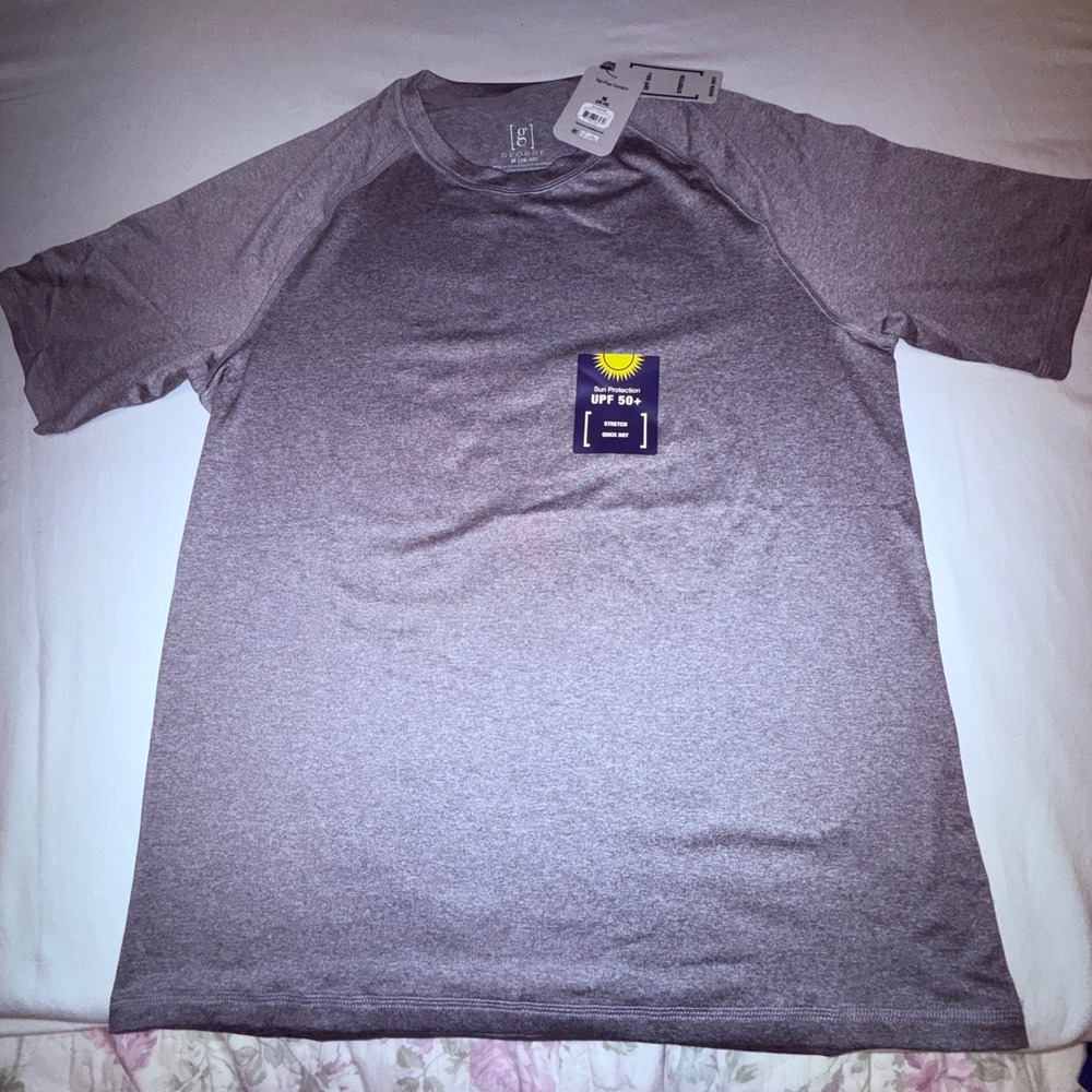 George Sun Shirt Mens M Grey NEW UPF 50+ Stretch‎ Quick Dry Raglan Tee